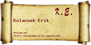 Kolacsek Erik névjegykártya